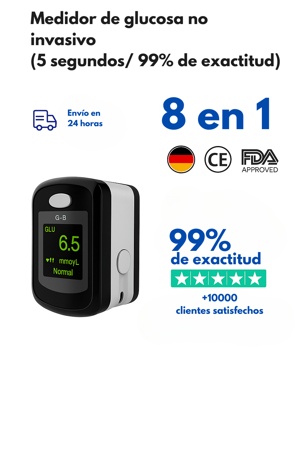 GlucoSmart NoPin™ – Monitor de Glucosa Sin Pinchazos